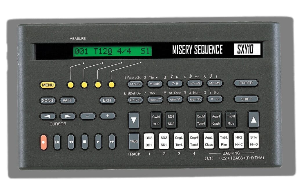 DAWのピアノロールにドラムのMIDIノートが均一に並んでいる画面